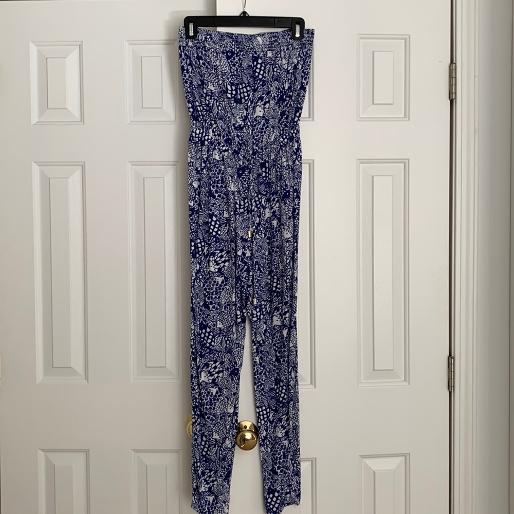 Lilly Pulitzer for Target size small blue and white strapless pants jumpsuit